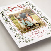 "Laurel Wreath" - Holiday Photo Mount Cards in Holly Berry by Wildfield Paper Co - Premium Photo Paper Mounted on Card