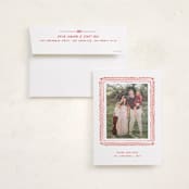 "Hand-drawn ribbon frame" - Holiday Photo Mount Cards in Stocking by Creo Study - Card with Envelope