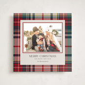 "Tartan Traditions" - Holiday Photo Mount Cards in Holly Berry by Yaling Hou Suzuki - Front