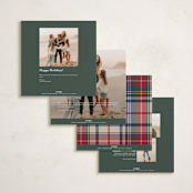 "Tartan Traditions" - Holiday Photo Mount Cards in Holly Berry by Yaling Hou Suzuki - Back of Card Options