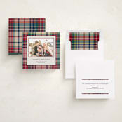 "Tartan Traditions" - Holiday Photo Mount Cards in Holly Berry by Yaling Hou Suzuki - Assembled