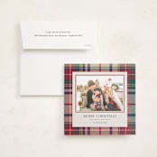 "Tartan Traditions" - Holiday Photo Mount Cards in Holly Berry by Yaling Hou Suzuki - Card with Envelope