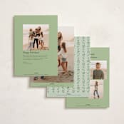 "Vintage ribbon" - Holiday Photo Mount Cards in Sage by Sarah Knight - Back of Card Options