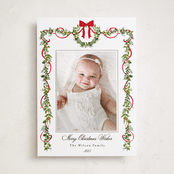 "Bows & Ribbon" - Holiday Photo Mount Cards in Candy Cane by Susan Moyal - Front