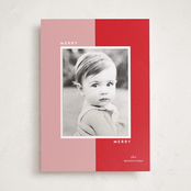 "Retro Block" - Holiday Photo Mount Cards in Cherry by Erin Hodges - Front