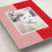"Retro Block" - Holiday Photo Mount Cards in Cherry by Erin Hodges - Premium Photo Paper Mounted on Card