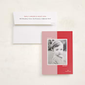 "Retro Block" - Holiday Photo Mount Cards in Cherry by Erin Hodges - Card with Envelope