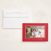 "Devon" - Holiday Photo Mount Cards in Poinsettia by Amy Kross - Card with Envelope