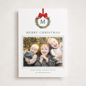 "Winter Monogram" - Holiday Photo Mount Cards in Wreath by Petra Kern - Front