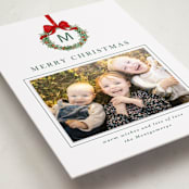 "Winter Monogram" - Holiday Photo Mount Cards in Wreath by Petra Kern - Premium Photo Paper Mounted on Card