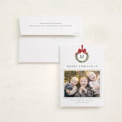 "Winter Monogram" - Holiday Photo Mount Cards in Wreath by Petra Kern - Card with Envelope