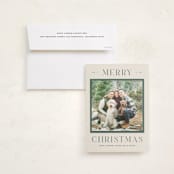 "Merry Christmas Type" - Holiday Photo Mount Cards in Pine by Pixel and Hank - Card with Envelope