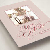 "Glide" - Holiday Photo Mount Cards in Holly Berry by Everett Paper Goods - Premium Photo Paper Mounted on Card