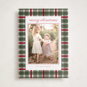 "Traditional Plaid" - Holiday Photo Mount Cards in Wreath by Baumbirdy - Front