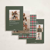 "Traditional Plaid" - Holiday Photo Mount Cards in Wreath by Baumbirdy - Back of Card Options