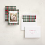 "Traditional Plaid" - Holiday Photo Mount Cards in Wreath by Baumbirdy - Assembled