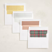 "Traditional Plaid" - Holiday Photo Mount Cards in Wreath by Baumbirdy - Envelope Liner Options