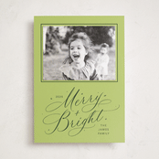 "Bright Laughter" - Holiday Photo Mount Cards in Lime by Erin Hodges - Front