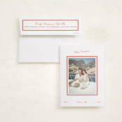 "Miro" - Holiday Photo Mount Cards in Clementine by Megan Davis - Card with Envelope