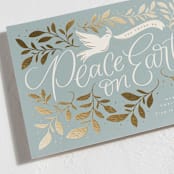 "Botanical Peace on Earth" - Holiday Cards in Blue Spruce by Erin German - Detail