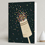 "confetti popper" - Holiday Cards in Midnight by Ellen Schlegelmilch - Folded Card