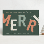 "Merry & Bright Stars" - Holiday Cards in Evergreen by Hannah Williams - Front