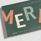 "Merry & Bright Stars" - Holiday Cards in Evergreen by Hannah Williams - Detail
