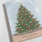"Tree Snow Globe" - Holiday Cards in Holly Berry by Itsy Belle Studio - Detail