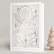 "Gilded Angel" - Holiday Cards in Cloud by Teju Reval - Folded Card