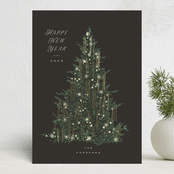 "Tinsel Tree" - Holiday Cards in Charcoal by Leah Bisch - Front