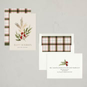 "Simple Sprig" - Holiday Cards in Toasted Almond by Kate Ahn - Assembled