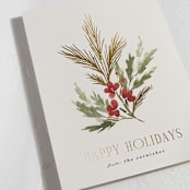 "Simple Sprig" - Holiday Cards in Toasted Almond by Kate Ahn - Detail