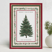 "Decorated Christmas" - Holiday Cards in Mulled Wine by Susan Moyal - Front