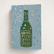 "Champagne Sparkle" - Holiday Cards in Marine by Inkblot Design - Folded Card