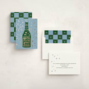 "Champagne Sparkle" - Holiday Cards in Marine by Inkblot Design - Assembled