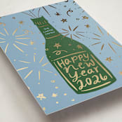 "Champagne Sparkle" - Holiday Cards in Marine by Inkblot Design - Detail