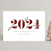"Adorned Year" - Holiday Cards in Merlot by Jennifer Postorino - Front