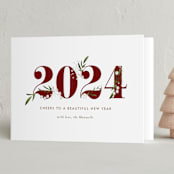 "Adorned Year" - Holiday Cards in Merlot by Jennifer Postorino - Folded Card
