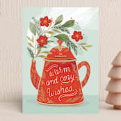 "Cozy Wishes" - Holiday Cards in Mint by Paper Raven Co. - Front