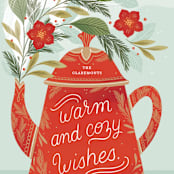 "Cozy Wishes" - Holiday Cards in Mint by Paper Raven Co. - Close-Up