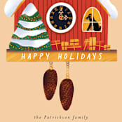 "Holiday cuckoo clock" - Holiday Cards in Cream by Alexandra Dzh - Close-Up