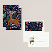 "Joyous Deer" - Holiday Cards in Navy by Elly - Assembled