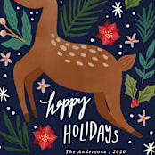 "Joyous Deer" - Holiday Cards in Navy by Elly - Close-Up