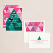 "Geometric Christmas Tree" - Holiday Cards in Spruce by Brooke Chandler - Assembled