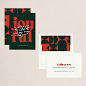"Joyful Bubble Letters" - Holiday Cards in Holly Berry by Jessica Corliss - Assembled