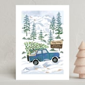 "Rocky Road Christmas" - Holiday Cards in Blue Spruce by Paper Sun Studio - Front