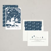 "Winter linocut" - Holiday Cards in Night by Maja Cunningham - Assembled