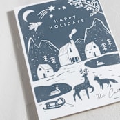 "Winter linocut" - Holiday Cards in Night by Maja Cunningham - Detail