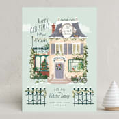 "Little Festive House" - Holiday Cards in Mint by Leia Matt - Front