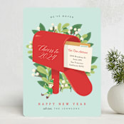 "Red Mailbox" - Holiday Cards in Winter Sky by Shannon Chen of Four Wet Feet Studio - Front